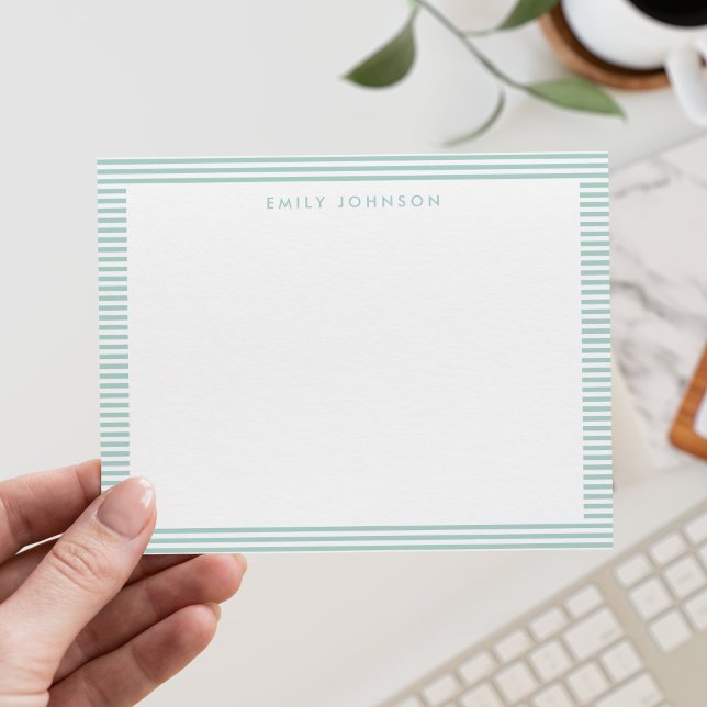 Minimalist Turquoise Stripes Monogram Card (Creator Uploaded)