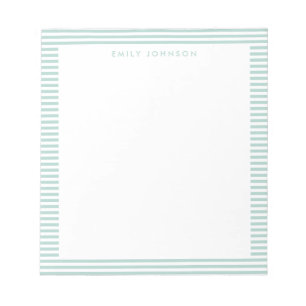 Minimalist Turquoise Stripes Monogram Notepad