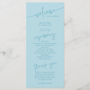 Minimalist Turquoise Wedding Ceremony Program Programme