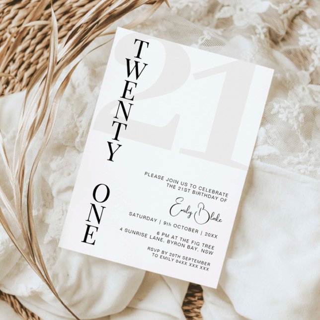 Minimalist Twenty One 21st Birthday Party Invitation (Creator Uploaded)