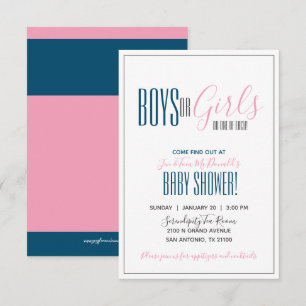 minimalist twin GENDER REVEAL shower NAVY & PINK Invitation