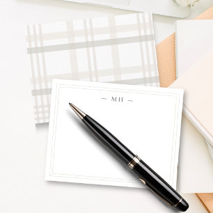 Minimalist Two Border Monogram Initial Plaid Card