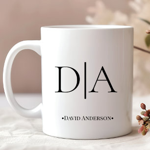 Minimalist Two Letter Monogram Initial and Name Coffee Mug