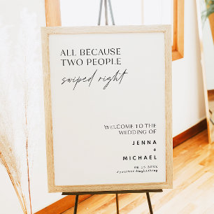 Minimalist Two People Swiped Right Sign