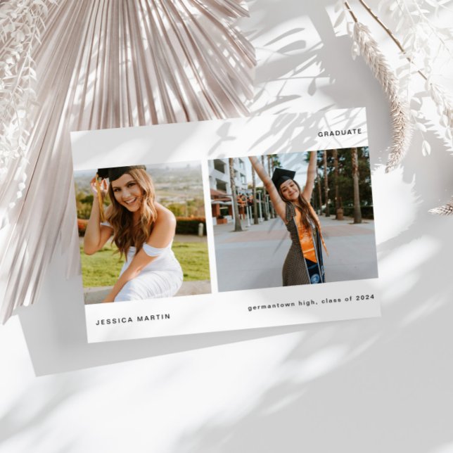 Minimalist Two Photo Graduation Announcement (Creator Uploaded)