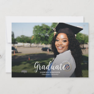 Minimalist Two Photo Graduation Announcement Card