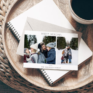 Minimalist Two Photo Happy Holidays Card
