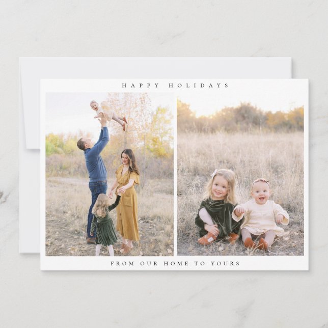 Minimalist Two Photo Holiday  Card (Front)