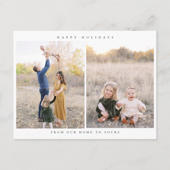 Minimalist Two Photo Holiday Post Card (Front)