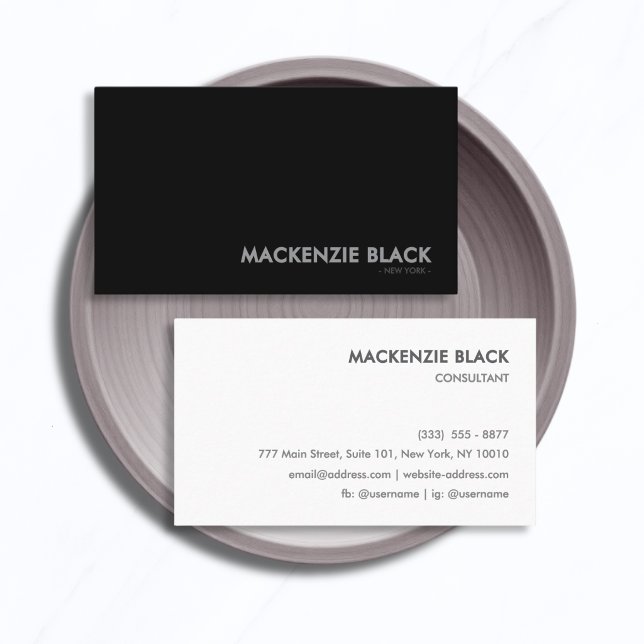 Minimalist Two-Tone Black & White Business Card (Creator Uploaded)
