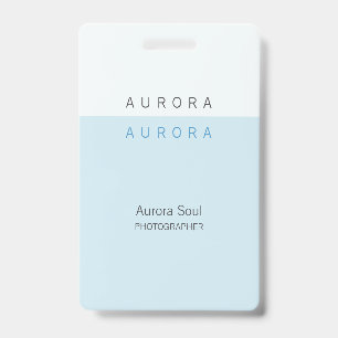 Minimalist Two-Tone Blue Name Badge ID Badge