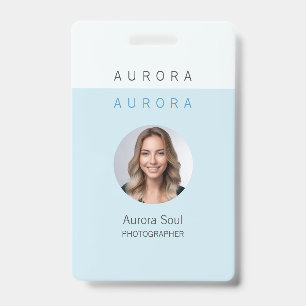 Minimalist Two-Tone Blue Name Badge ID Badge