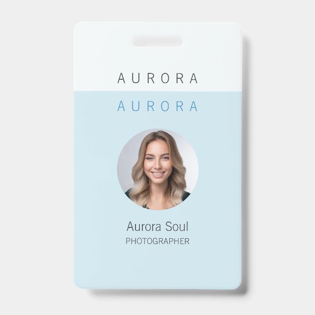 Minimalist Two-Tone Blue Name Badge ID Badge (Front)