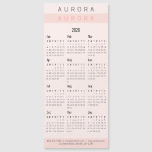 Minimalist Two-Tone Pink Magnetic Calendar