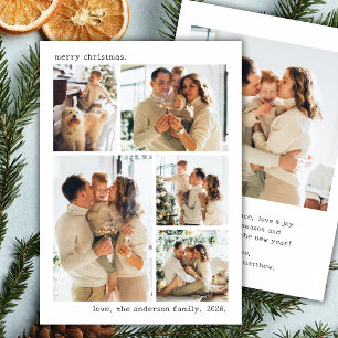 Minimalist Typewriter 5 Photo Family Christmas Holiday Card