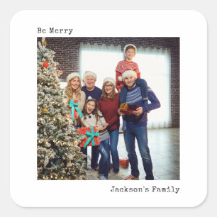 Minimalist Typewriter Christmas Custom Photo  Square Sticker