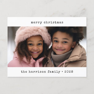 Minimalist Typewriter Christmas Holiday Postcard