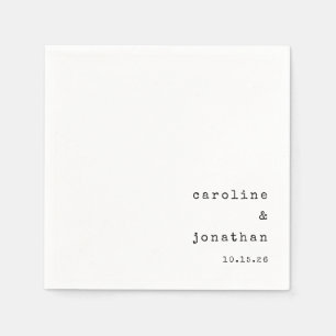 Minimalist Typewriter Custom Couple Names Wedding Napkin