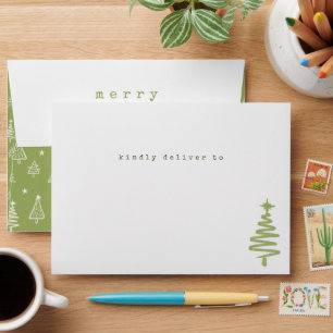 Minimalist Typewriter Green Christmas Tree Envelope