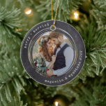 Minimalist Typewriter | Merry and Married Photo Ceramic Tree Decoration<br><div class="desc">This beautiful photo keepsake ornament is a special way to celebrate</div>