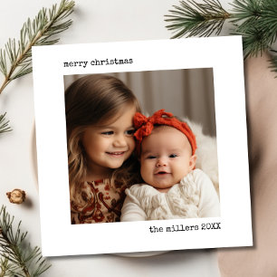 Minimalist Typewriter Merry Christmas Photo Holiday Card