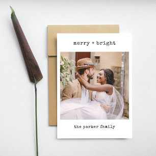 Minimalist Typewriter   Merry Christmas with Photo Holiday Card