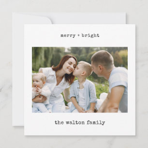 Minimalist Typewriter   Merry Christmas with Photo Holiday Card