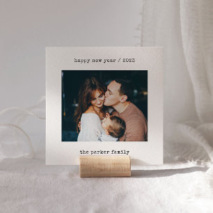 Minimalist Typewriter Photo Happy New Year 2023 Holiday Card