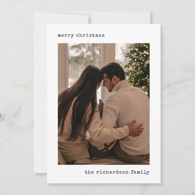Minimalist Typewriter Photo Holiday Card (Front)