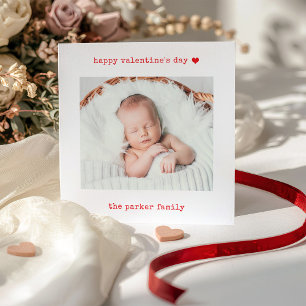 Minimalist Typewriter Red Happy Valentine's Day Holiday Card