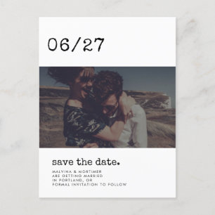 Minimalist typewriter Save the date photo Postcard