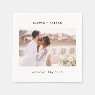 Minimalist Typewriter   Simple Wedding Photo Napkin