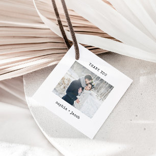 Minimalist Typewriter Thank you with Photo Favour Tags