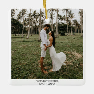 Minimalist Typewriter Wedding Photo Ceramic Ornament