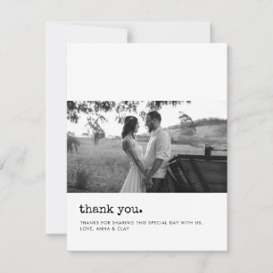Minimalist typewriter wedding thank you photo card