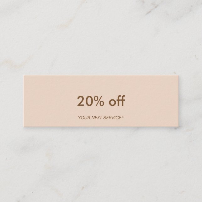 Minimalist Typo Pastel Peach Mini Discount Card (Front)