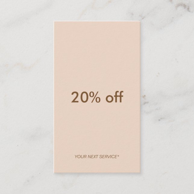 Minimalist Typo PastelPeach Vertical Discount Card (Front)