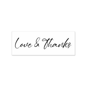 Minimalist Typographical Calligraphy Love Thanks Rubber Stamp