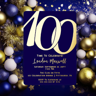 Minimalist Typography 100 100th Birthday Party