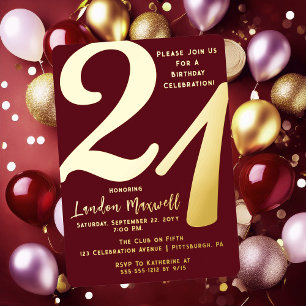 Minimalist Typography 21 21st Birthday Party