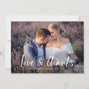 Minimalist Typography 2 Photo Wedding Thank You Card