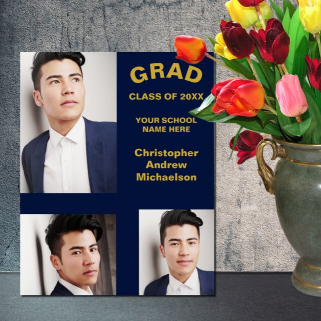 Minimalist Typography 3 Photo Graduation Acrylic Sign (Creator Uploaded)