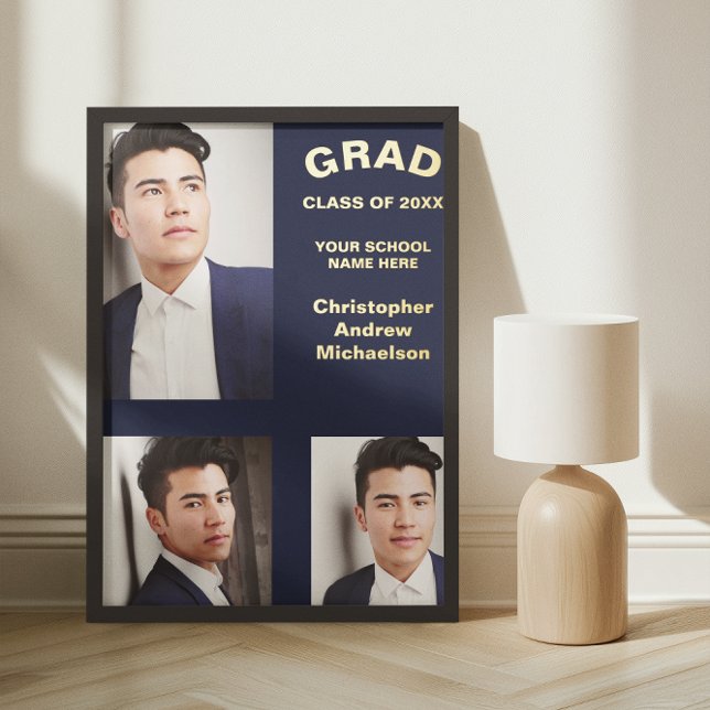 Minimalist Typography 3 Photo Graduation Foil Prints (Creator Uploaded)