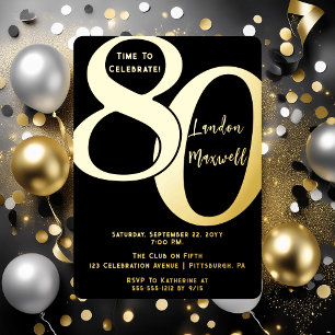 Minimalist Typography 80 80th Birthday Party