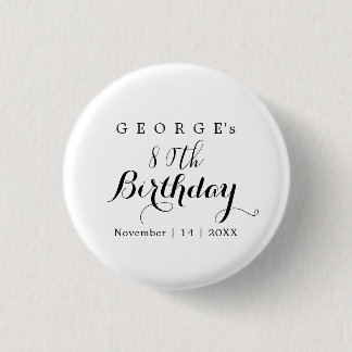 Minimalist Typography Birthday Party Design 3 Cm Round Badge
