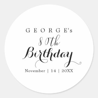 Minimalist Typography Birthday Party Design Classic Round Sticker