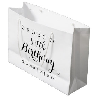 Minimalist Typography Birthday Party Design Large Gift Bag
