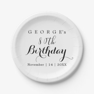 Minimalist Typography Birthday Party Design  Paper Plate
