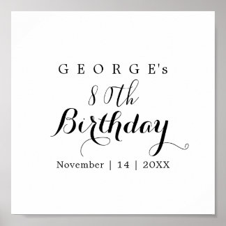 Minimalist Typography Birthday Party Design Poster