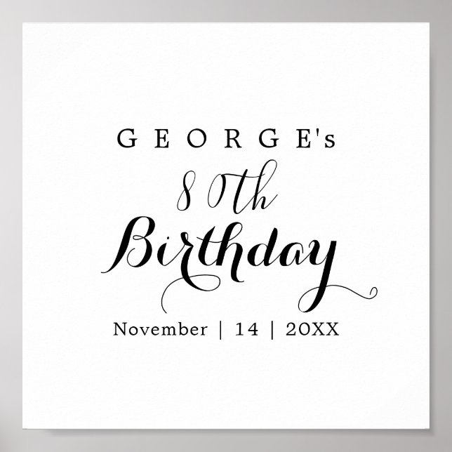 Minimalist Typography Birthday Party Design  Poster (Front)